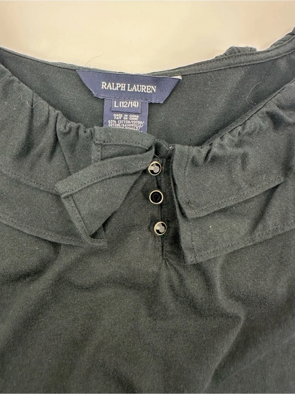 Ralph Lauren Girls Black Ruffle Hem Dress Size Large 12-14 Sleeveless 1298